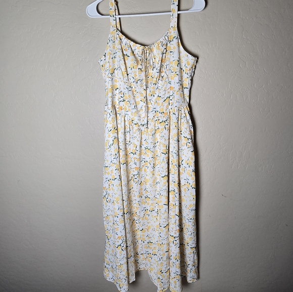 Scarlet Darkness Dresses & Skirts - Scarlet Darkness White Yellow Floral Milkmaid Midi Sundress Cottagecore Large